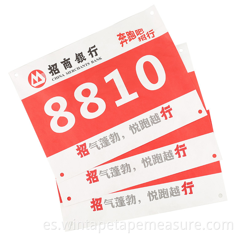 Números de babero para correr en papel impermeable imprimible personalizado para carreras de maratón